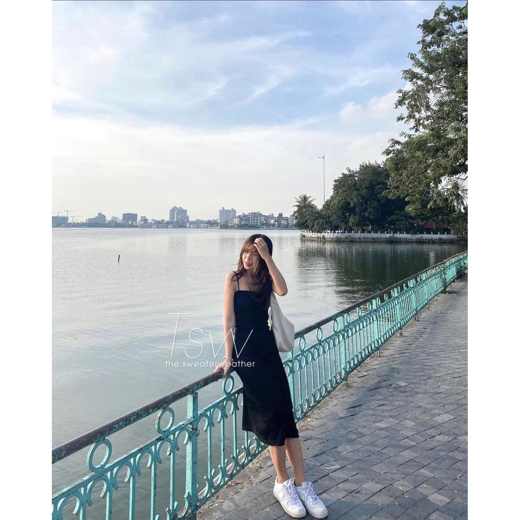 Đầm Hai Dây Thun Suông Bazic PEONYB Nữ [FREESHIP] 🌸 Váy 2s midi dáng dài, bánh bèo tiểu thư mặc đi biển ulzzang HOT 🌸 | BigBuy360 - bigbuy360.vn
