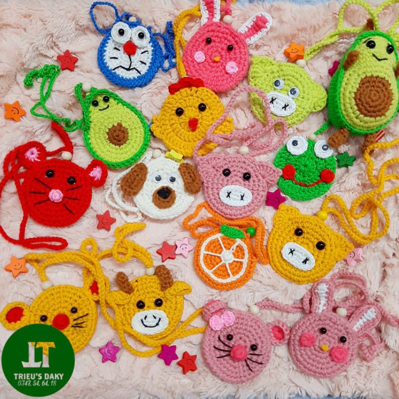 Túi Đựng Tỏi - Đính Hạt Dâu Tránh  Vía Cho Bé