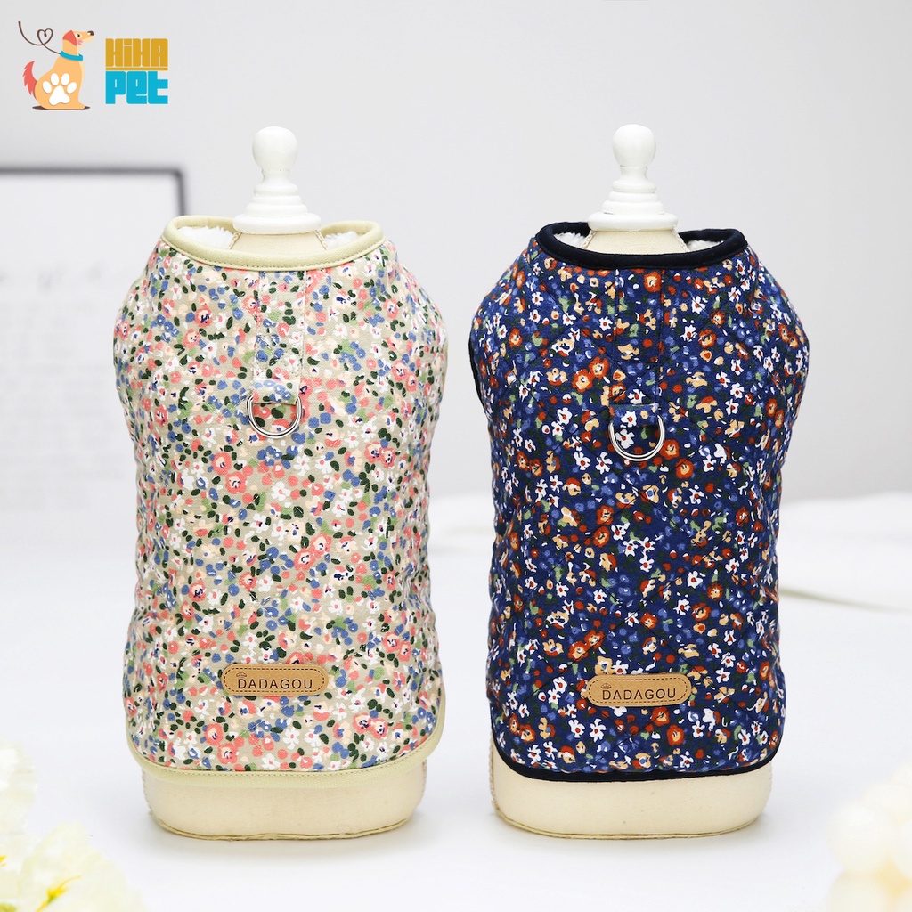 Áo Gile Hoa Nhí Cotton Thu Đông Chó Mèo Quần Áo Thú Cưng Cao Cấp Khoác Hihapet