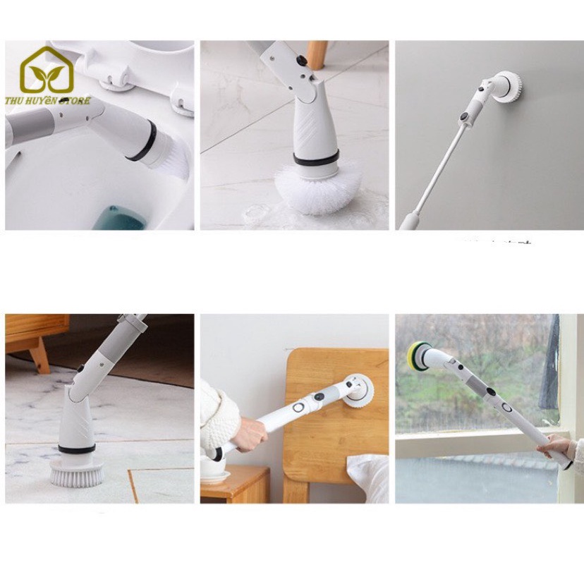 ⭐HÀNG MỚI VỀ⭐ Máy Cọ Vệ Sinh Tự Động ,  Chổi Điện Vệ Sinh Nhà Tắm Không Dây , 4 Đầu Cọ Thay Thế Tiện Dụng