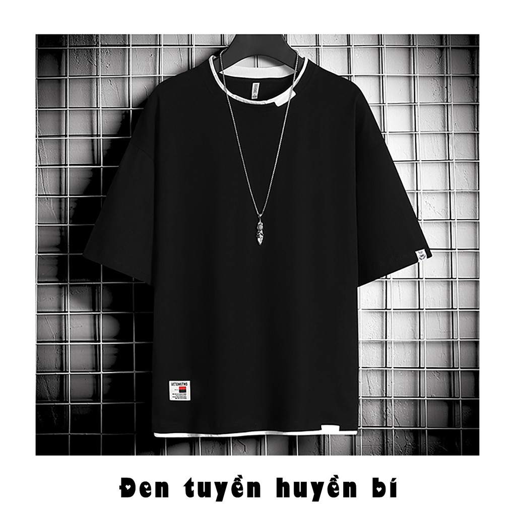 Áo thun nam oversize dáng thụng ngắn tay không cổ có viền có in MH629 CB | BigBuy360 - bigbuy360.vn