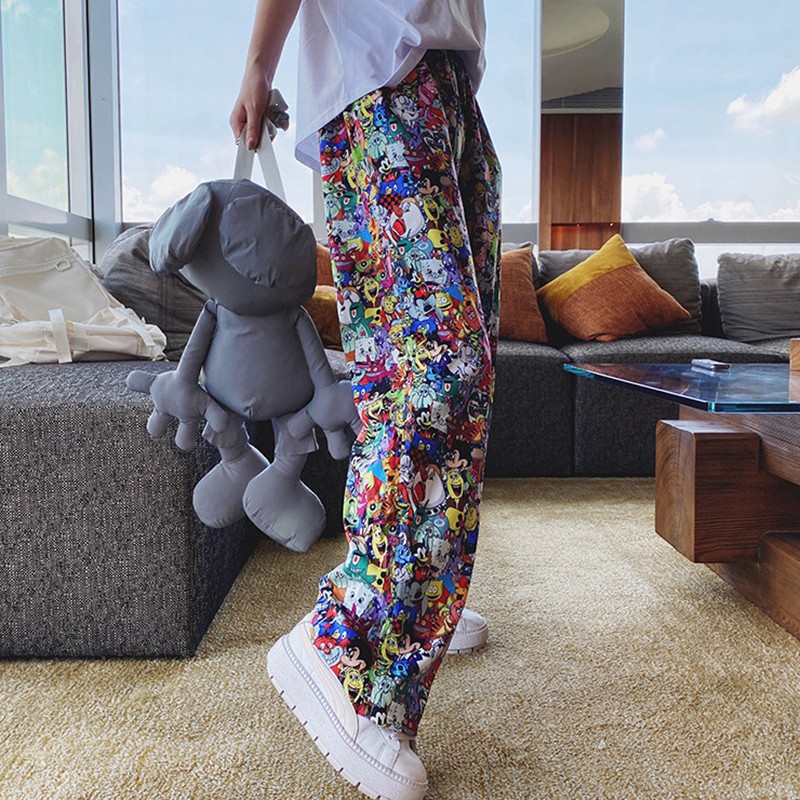 Quần Dài Lưng Thun In Họa Tiết Hoạt Hình Phong Cách Hiphop Cá Tính | BigBuy360 - bigbuy360.vn