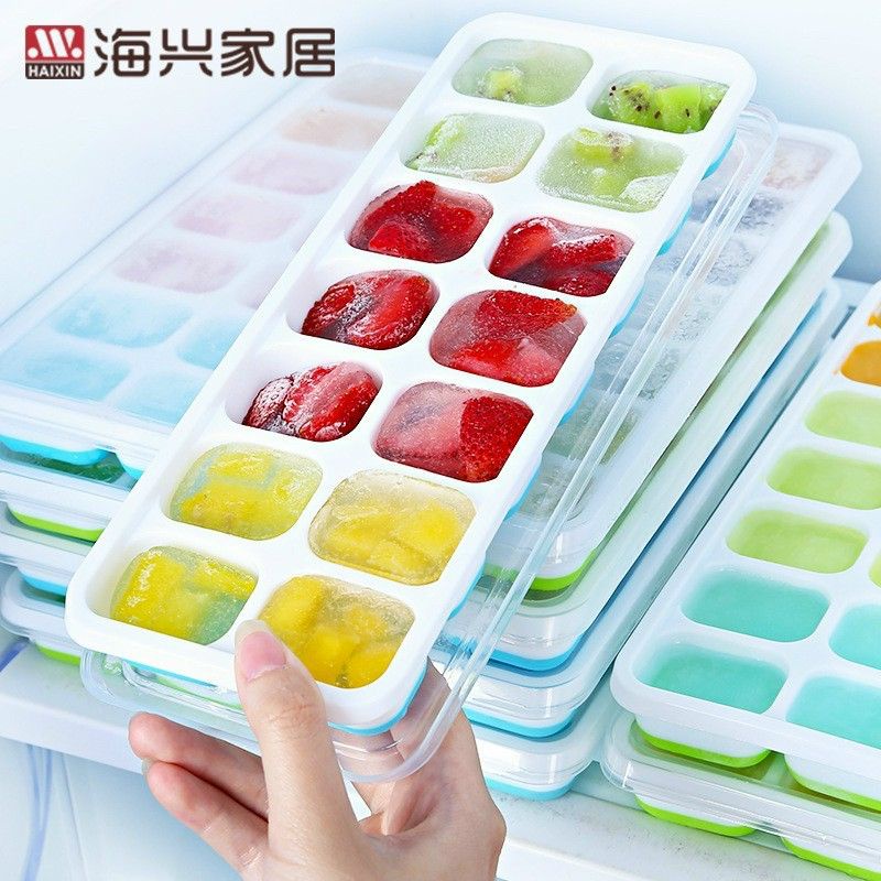 Khay Làm Đá Silicon Có Nắp Đậy Kháng Khuẩn Chống Mùi Tủ Lạnh, Khuôn Làm Đá , Làm Thạch Cao Cấp