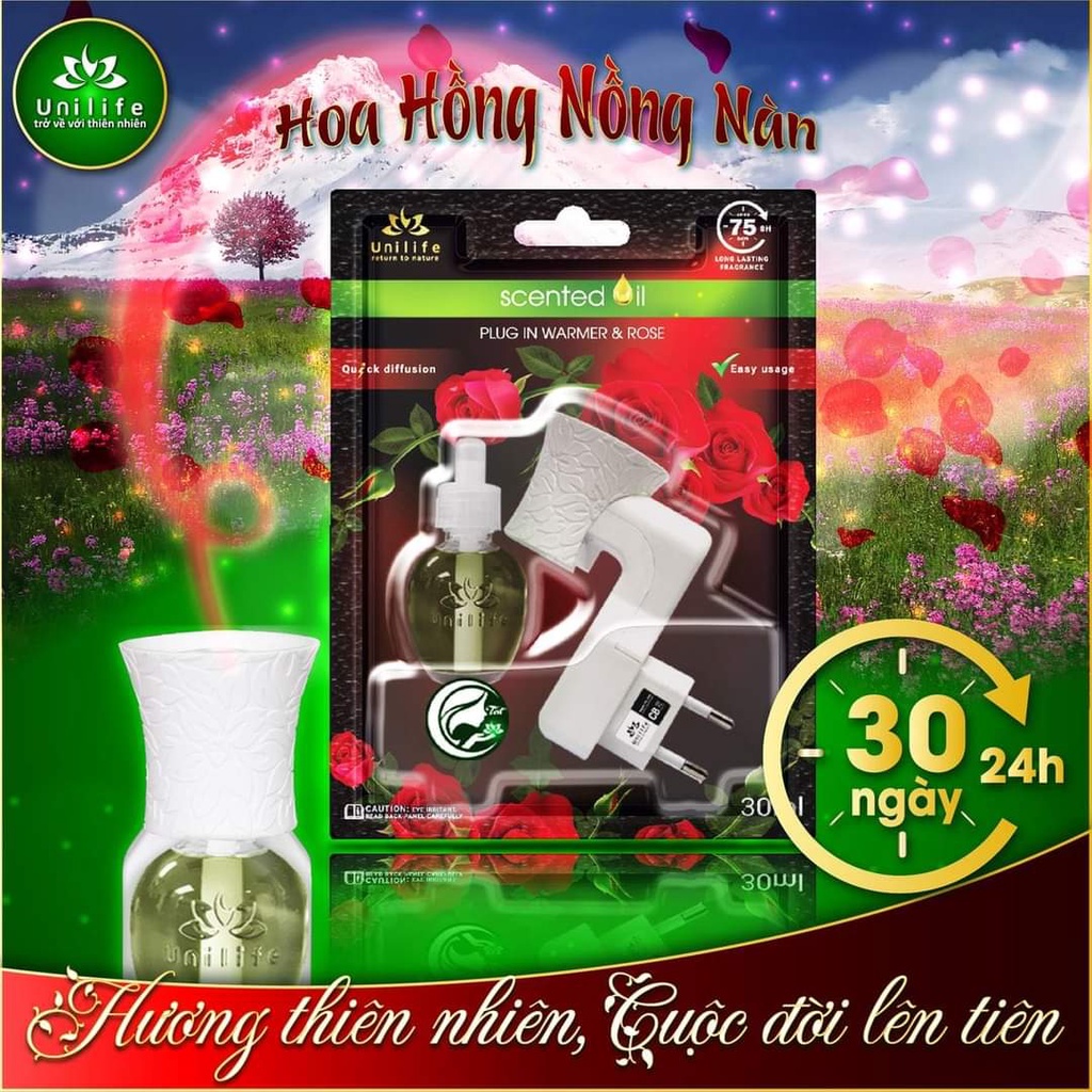 Tinh dầu thiên nhiên Unilife, Tinh dầu xông phòng hương Hoa Hồng, khử mùi hôi, hương thơm đậm đà, lọ 30ml