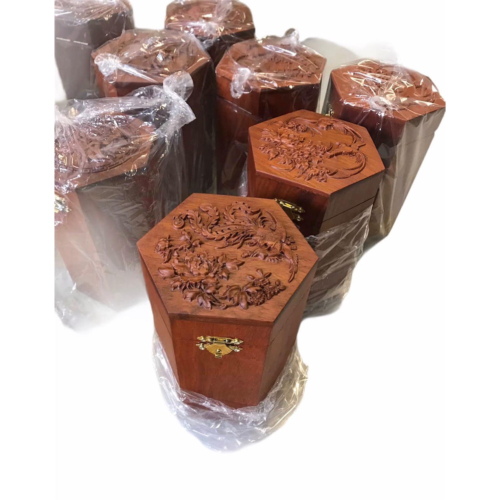 Combo 5 món Khay trà, Hộp Giấy, Lọ Tăm, Gạt Tàn, Hộp chè gỗ Hương cao cấp siêu đẹp