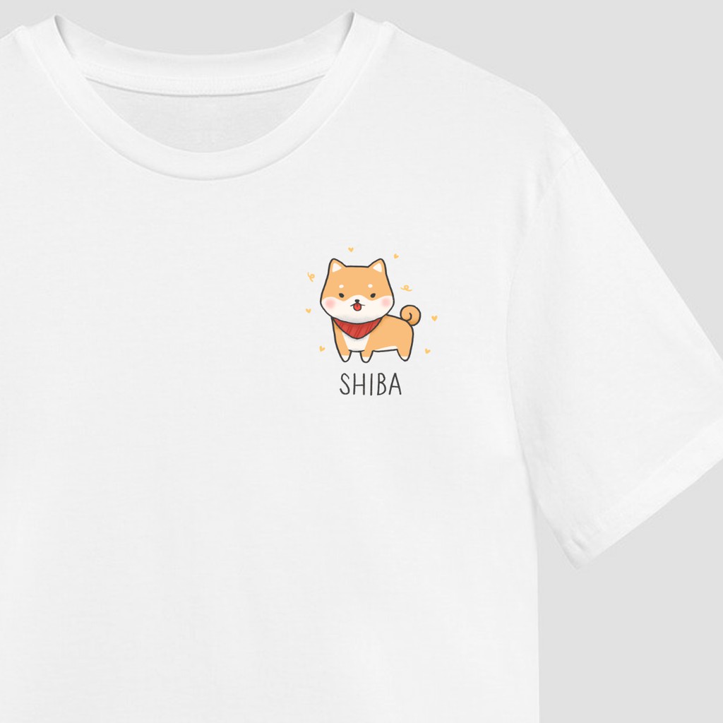 Áo Phông Unisex, Áo Phông In Hình Chó Shiba Chibi - Chất Cotton Co Giãn, Mặc Mát