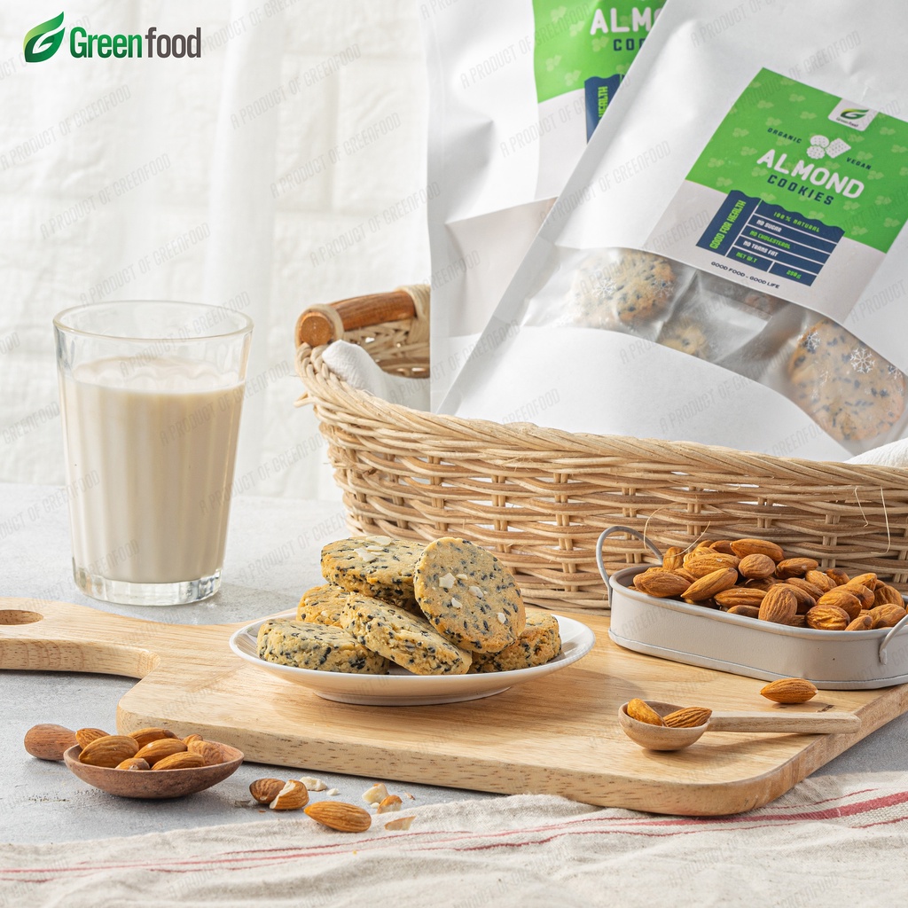 Bánh Hạnh Nhân 𝗔𝗹𝗺𝗼𝗻𝗱 Cookie Greenfood-Bánh ăn kiêng giảm cân KHÔNG ĐƯỜNG