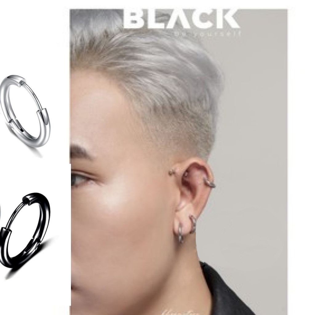 [PHỤ KIỆN UNISEX]Khuyên tai tròn titan MANTO mạ Bạc-khuyên tai nam G-dragon- bông tai cực chất trẻ trung, thời thượng
