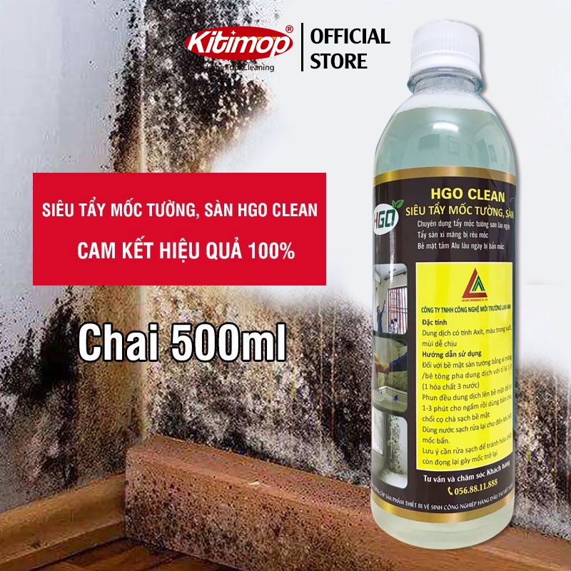 Tẩy mốc tường HGO CLEAN tẩy sàn rêu mốc, tấm alu bẩn mốc ố vàng an toàn tiện lợi hiệu quả 500ml