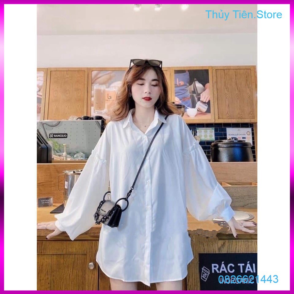 ÁO SƠ MI TRẮNG TAY PHỒNG VIỀN BÈO DÀI TAY OVERSIZE - ÁO SOMI NỮ TAY DÀI MÀU TRẮNG HOT 💎 👗💝