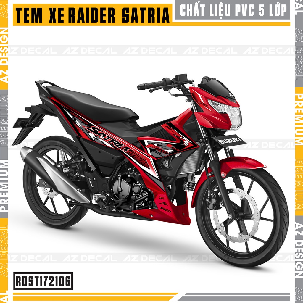 Tem Xe Raider / Satria Màu Đỏ - Đen Cách Điệu | Decal Chế Xe Máy Raider - Satria Chống Nước, Bền Màu