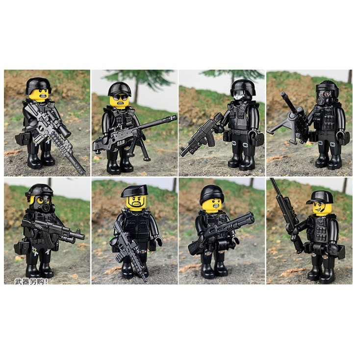 [Mã SR11JUNE5 giảm 20K đơn 50K] Bộ Lego Lắp Ghép Ô Tô SWAT và 8 Nhân Vật Military Police