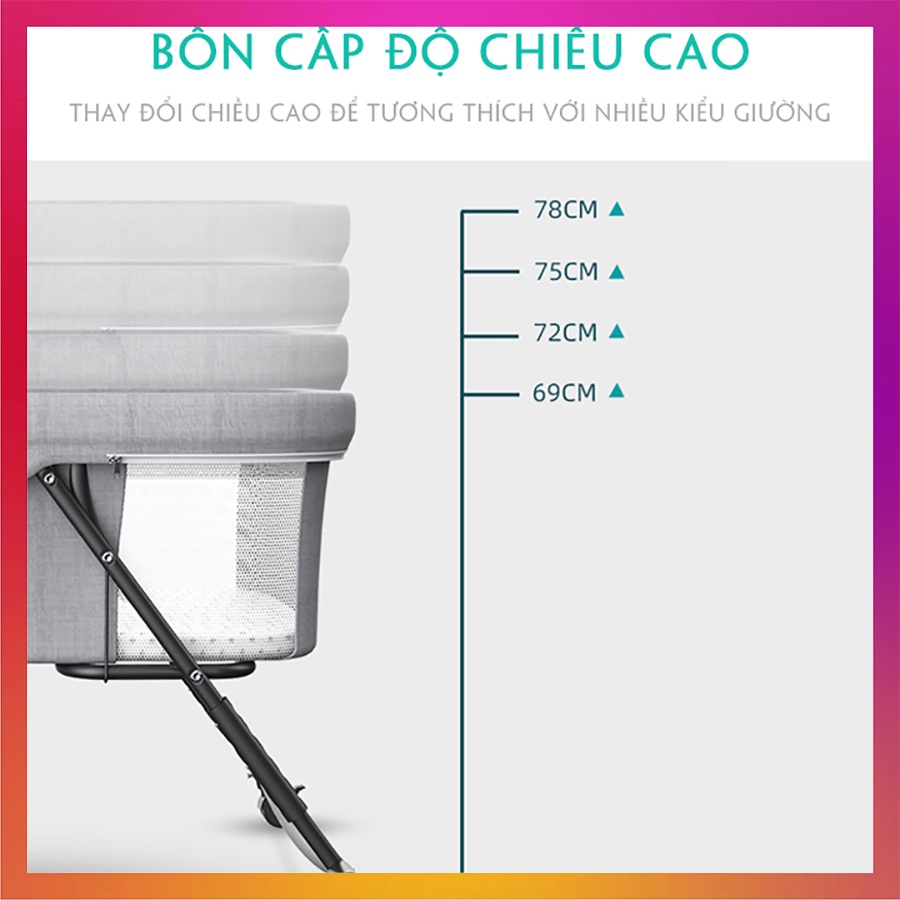 Nôi cho bé gấp gọn Kawaii Home, nôi em bé sơ sinh có bánh xe di chuyển dễ dàng - Bảo hành 12 tháng