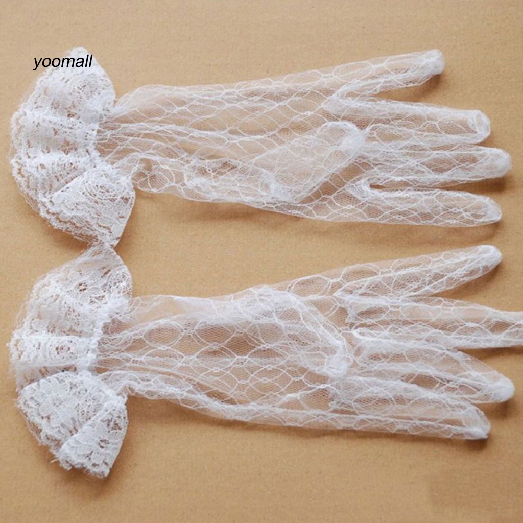 1 Đôi Găng Tay Cô Dâu Dạng Lưới Phối Ren