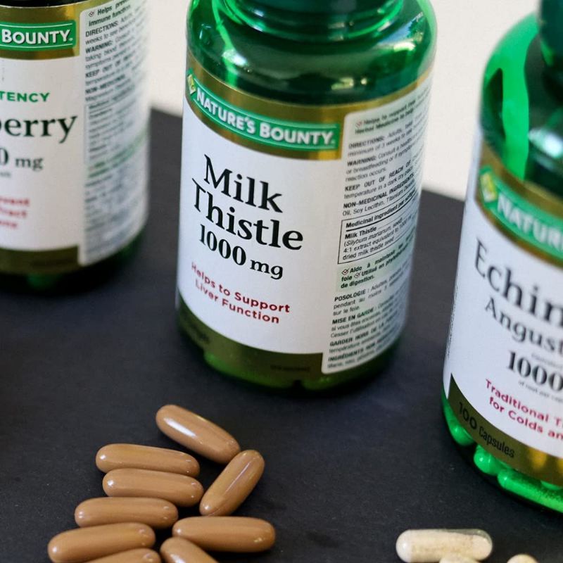 Viên uống MilkThistle giải độc, giảm gan nhiễm mỡ Nature's Bounty Milk Thistle 1000mg hộp 50 viên