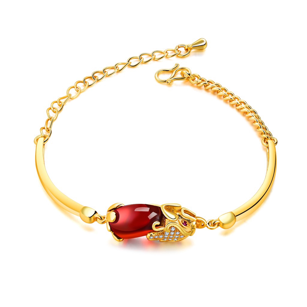 Vòng tay mạ đồng 18K Phụ nữ Thời trang Ruby Zircon Vòng tay duyên dáng