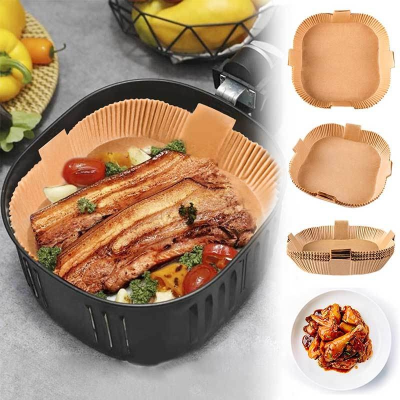 Set 50/100 Tấm Lót Nướng Bánh Chống Dính Chống Dầu Hình Vuông Có Tay Cầm Sử Dụng Một Lần