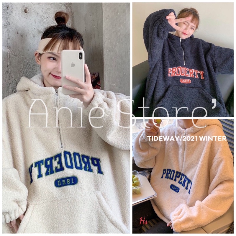 Áo Hoodie Lông Cổ Khóa 1920 🦋 Áo Khoác Unisex Dáng Rộng Chữ Thêu 2 Màu 🦋 | BigBuy360 - bigbuy360.vn