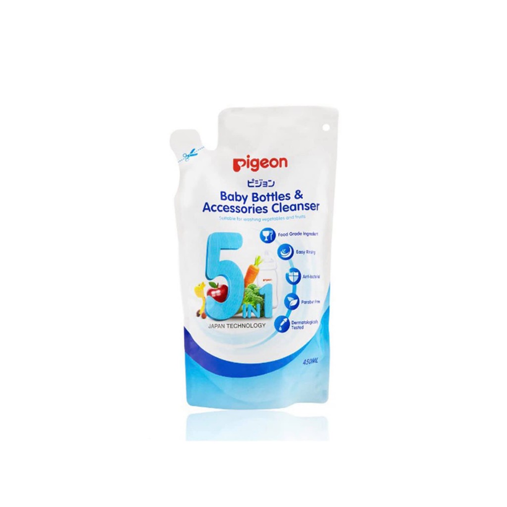 Nước rửa bình sữa và rau củ quả Pigeon 5 in 1