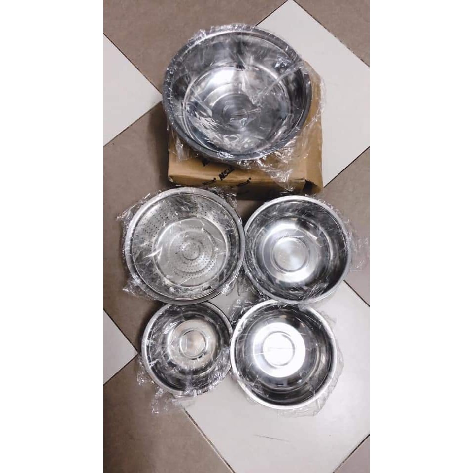 Bộ Thau Inox 5 Món 💕 FREESHIP 💕 GIẢM 5K Khi Nhập Mã [DUCBKM5K] Dụng Cụ Nhà Bếp