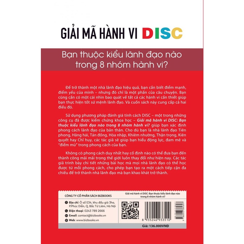 Sách - Giải Mã Hành Vi DISC: Bạn Thuộc Kiểu Lãnh Đạo Nào Trong 8 Nhóm Hành Vi?