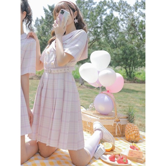 Đầm caro hồng đáng yêu cao cấp Dory's Closet