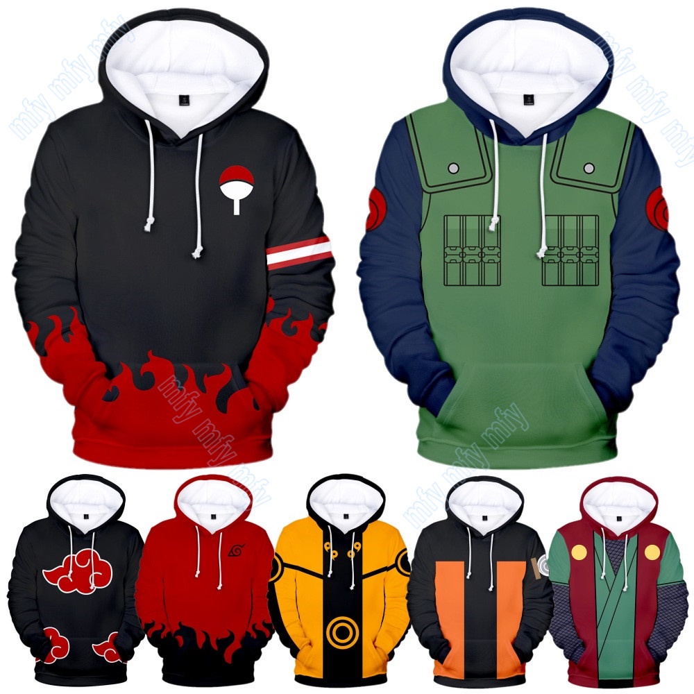 Áo Khoác Hoodie In Hình 3D Nhân Vật Uchiha Kakashi Akatsuki Jiraiya Trong Naruto