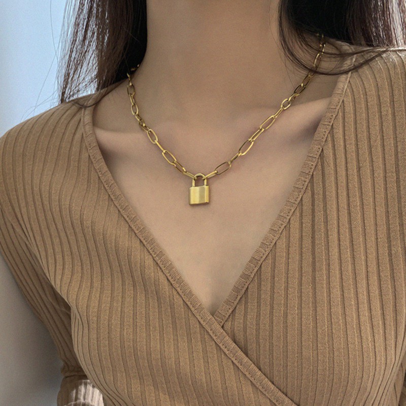 Vòng Cổ Mặt Ổ Khóa Đơn Giản Thời Trang Cho Nữ