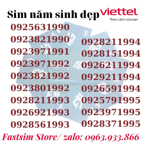 Sim 4G Viettel năm sinh 200x, 199x, 198x số đẹp đăng ký nhiều gói comnbo V120N, V90c, V120Z. Hỗ trợ đăng kí chính chủ