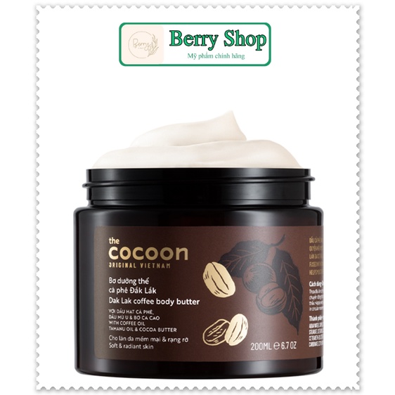 Bơ dưỡng thể Cocoon, Dưỡng thể cà phê Cocoon, Bơ dưỡng thể cà phê Đắk Lắk Cocoon 200ml