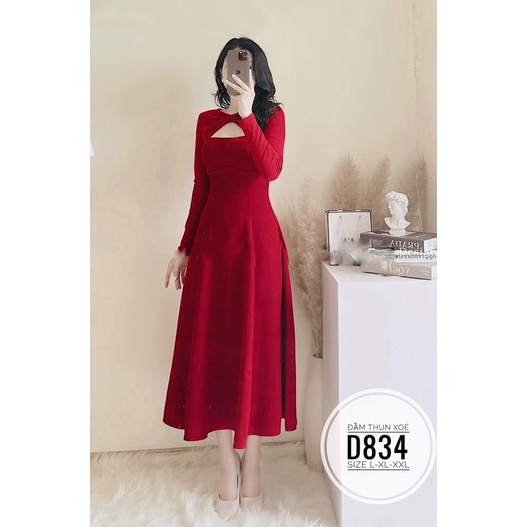 Bigsize Đầm thun xoè D834