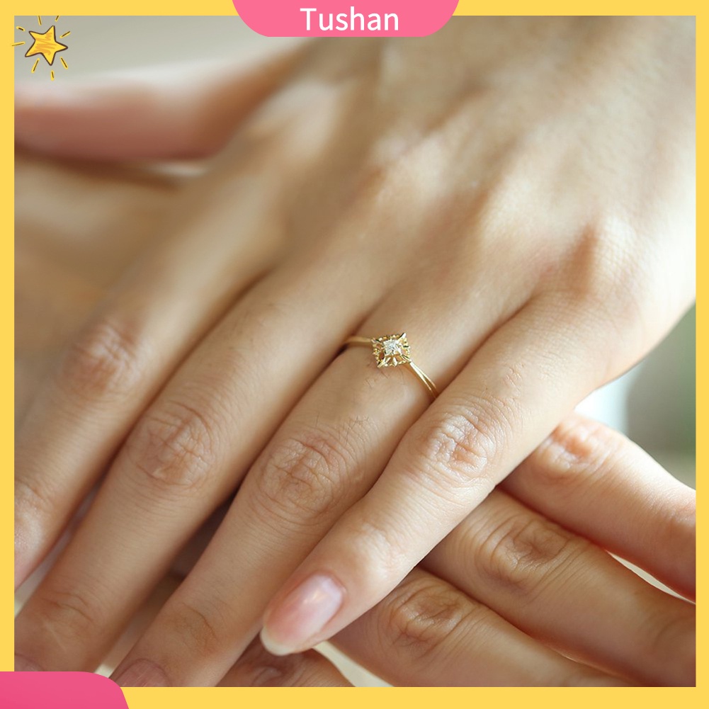 Nhẫn Đính Hôn Đính Đá Zircon Phong Cách Vintage