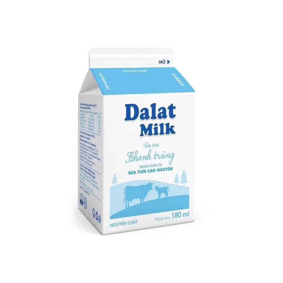 [DATE MỚI] COMBO 10 hộp Sữa Tươi Thanh Trùng Không Đường/ Có Đường Đà Lạt Milk_180ml