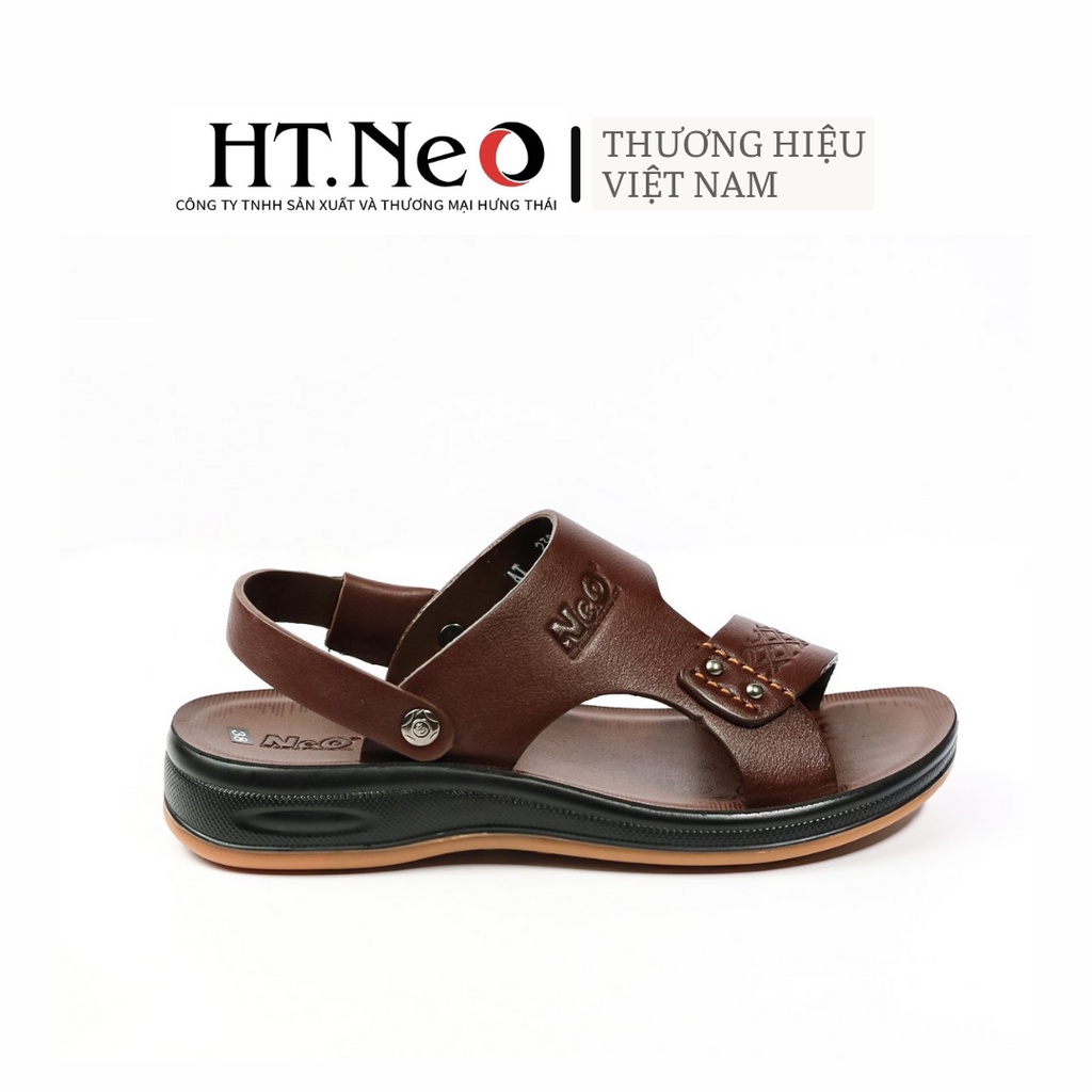 Sandal da bò HT.NEO đế kếp cao ngay lập tức 3.5cm, da rất mềm đi êm chân khâu may chân quai SD82