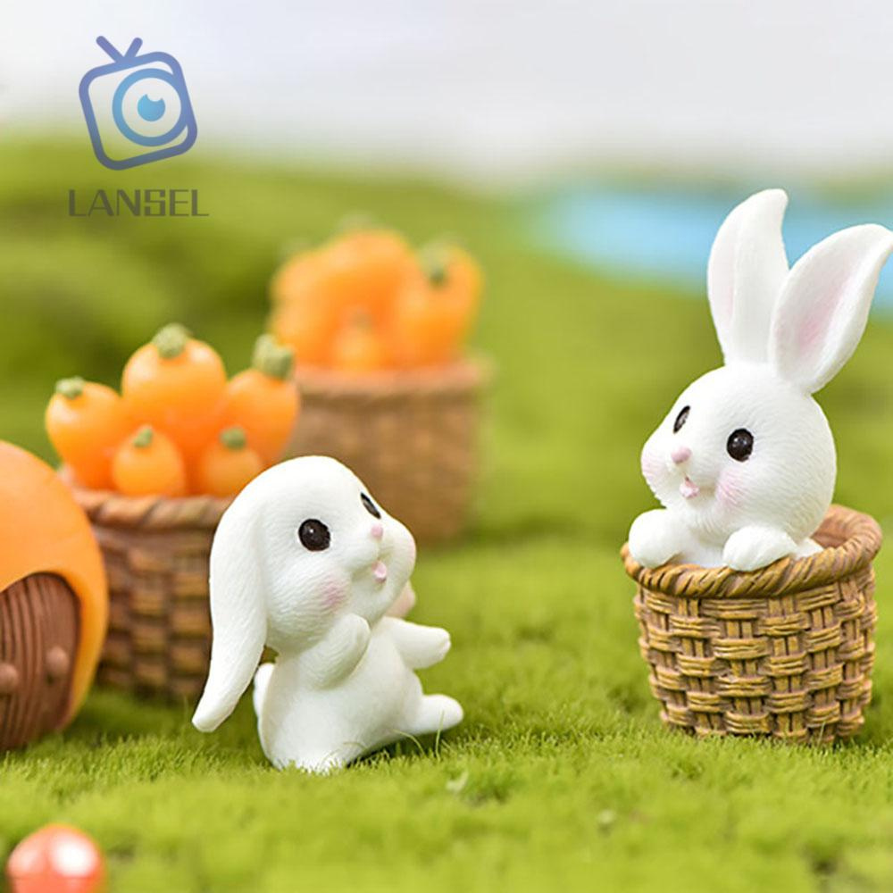 Đồ trang trí thỏ ăn cà rốt hoạt hình mini bằng nhựa resin thủ công trang trí tiểu cảnh sân vườn