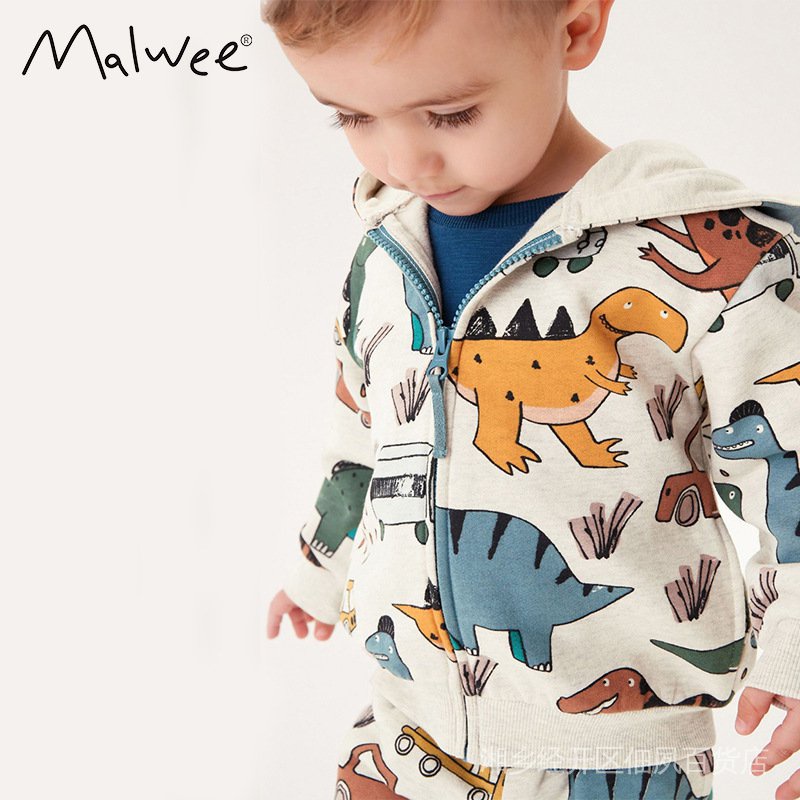 Malwee Áo Thun Cotton Tay Dài Có Mũ Trùm Đầu Phong Cách Âu Mỹ Thời Trang Mùa Thu Mới Dành Cho Bé Trai