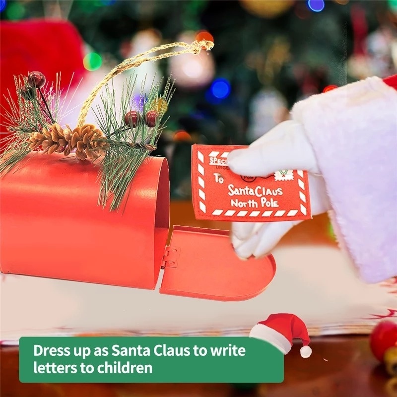 Hộp Thư Bằng Sắt Màu Đỏ Đáng Yêu Trang Trí Cây Thông Giáng Sinh / Hộp Thư Ông Già Noel