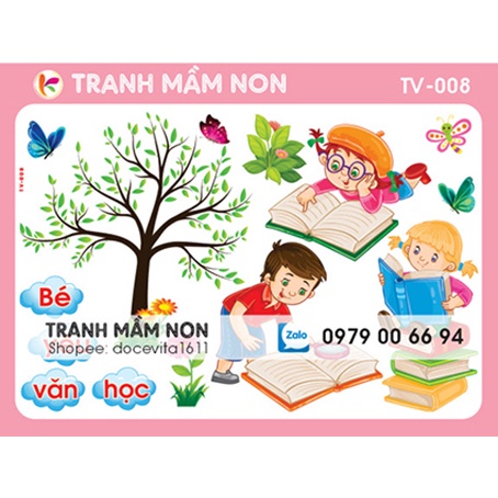 Decal mầm non- GÓC THƯ VIỆN khổ lớn 127x80
