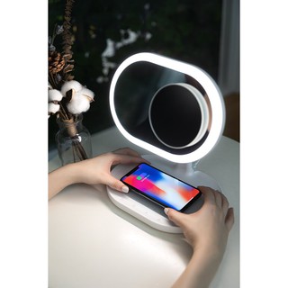 Gương trang điểm có sạc không dây, loa bluetooth, đèn ngủ - Hàng chính hãng MOMAX