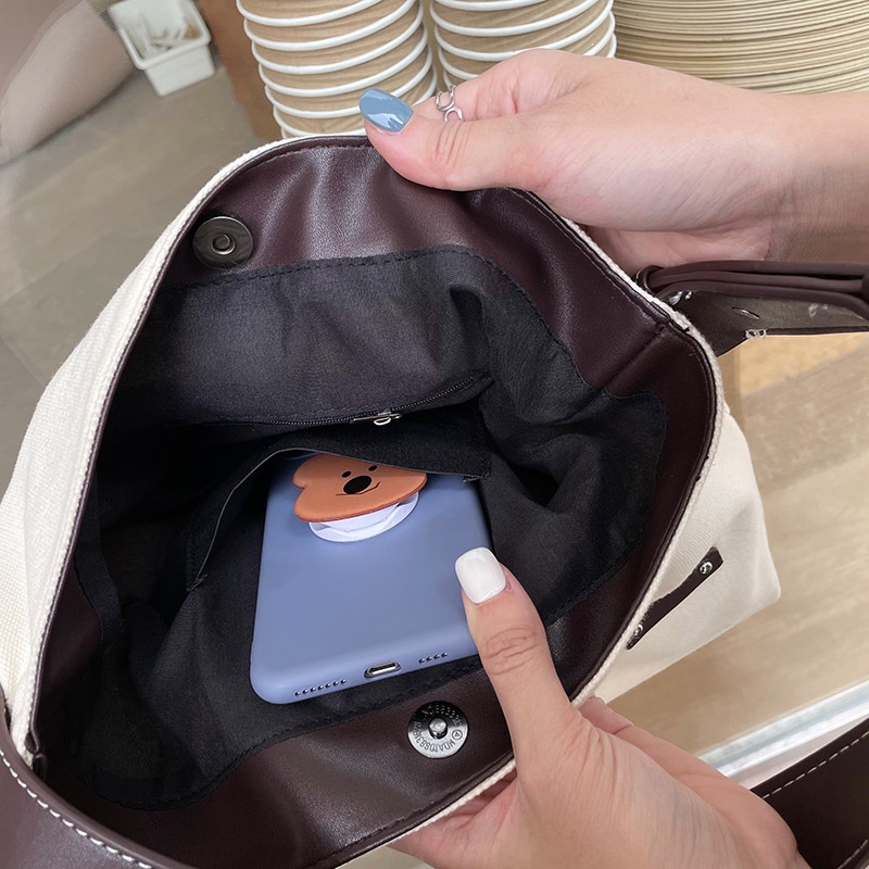 Túi đeo một bên vai bằng vải canvas phong cách Nhật Hàn thời trang cho nữ IELGY