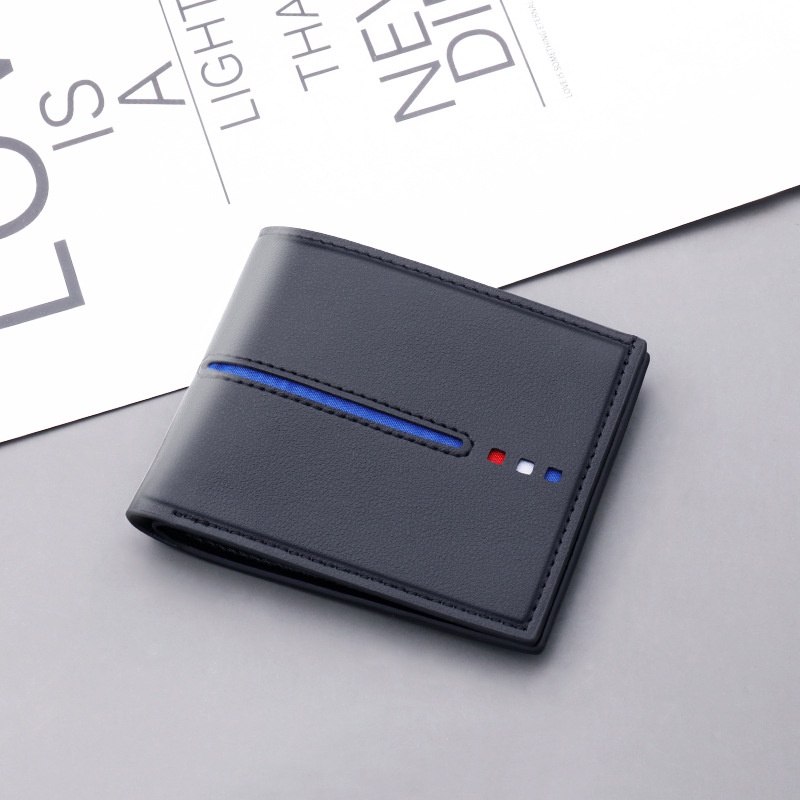 Ví da nam dáng ngắn siêu mỏng phối khóa kéo thời trang