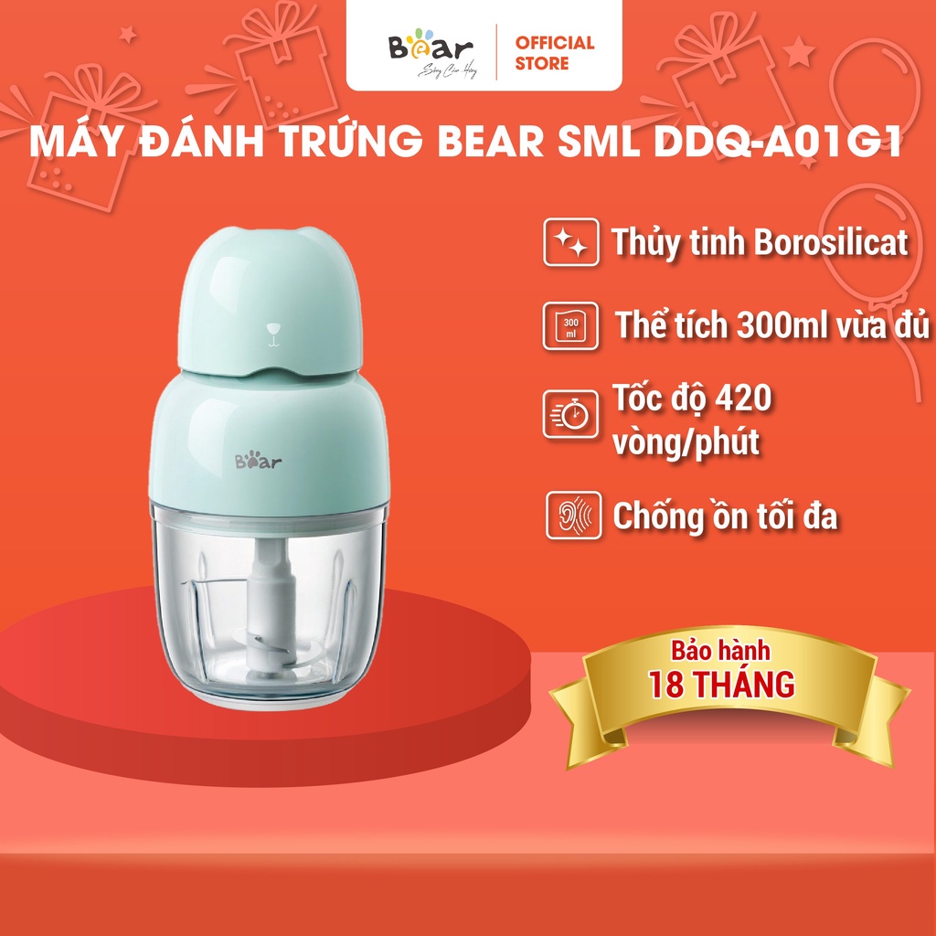 Máy Xay Ăn Dăm Cho Bé Bear An Toàn Tiện Lợi Thiết Kế 3 Lưỡi Dao Sắc Bén, Chất Liệu Thuỷ Tinh Borosilicat Cao Cấp - B01P1