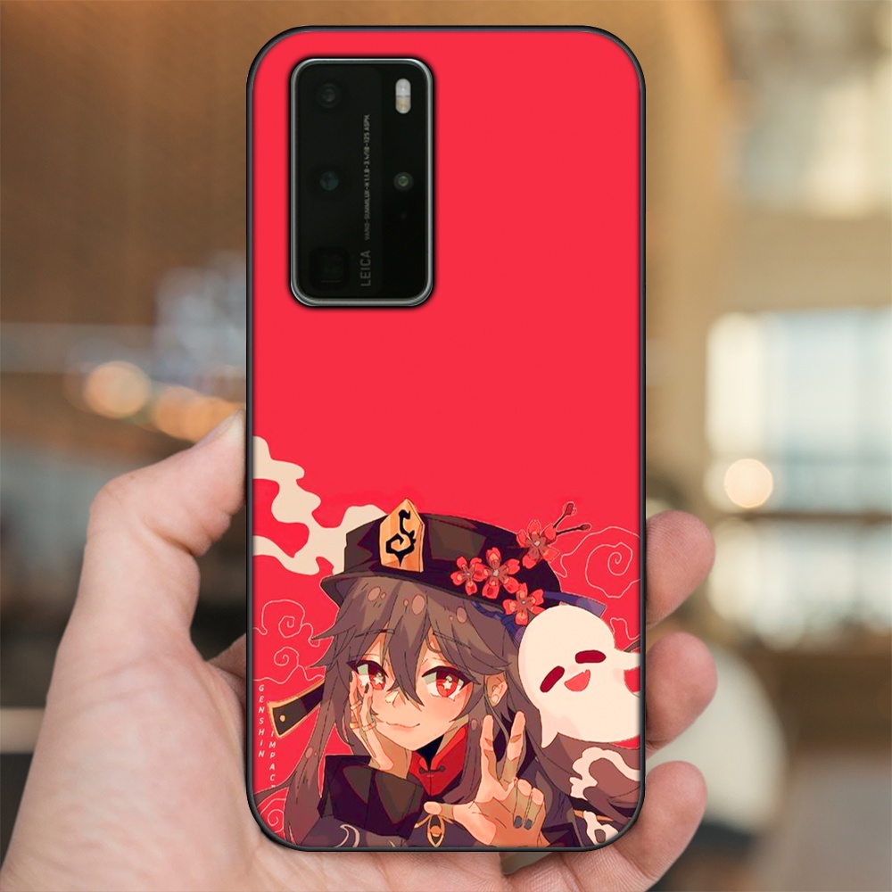 Ốp lưng Huawei P40 Pro viền đen in hình Hutao Genshin Impact