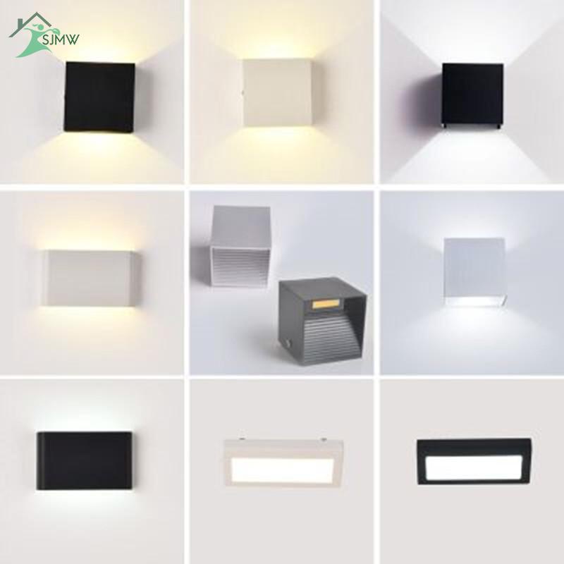 Đèn Led COB 6W Gắn Tường Bằng Nhôm Chống Nước Màu Trắng Đen Phong Cách Bắc Âu Hiện Đại