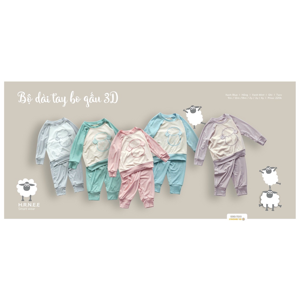 Bộ dài tay bo gấu 3D Petit Hr nee