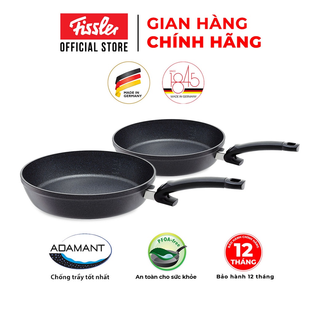 Bộ 2 chảo chống dính cao cấp Đức đáy từ Fissler Adamant Comfort 24cm&28cm hàng chính hãng 100% sản xuất tại Đức, an toàn