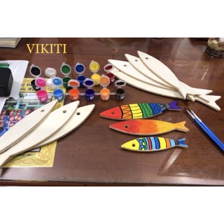 Cá gỗ Decor, cá gỗ vẽ trang trí, Combo 10 cá