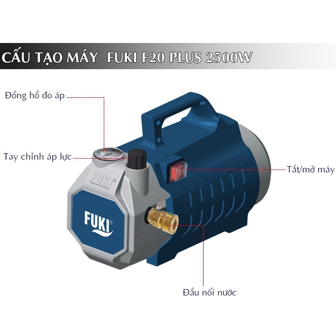 Máy phun xịt rửa xe cao áp Fuki F20 Plus 2500W