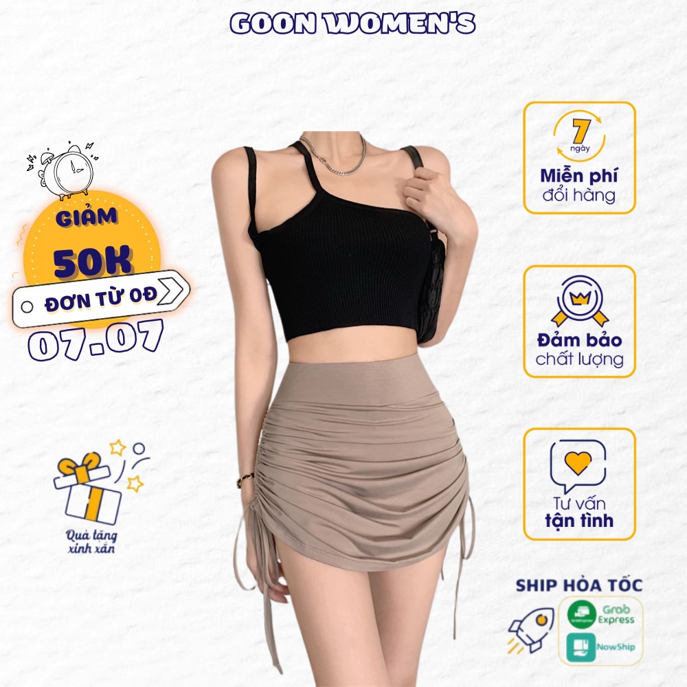 Quần Giả Váy Lưng Cao Dáng Ôm Phối Dây Rút Quyến Rũ Cho Nữ Goon Women's - 010