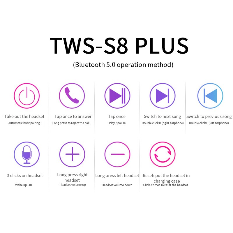 Tai Nghe Thể Thao Không Dây S8 Plus Tws Bluetooth 5.0 Chống Tiếng Ồn